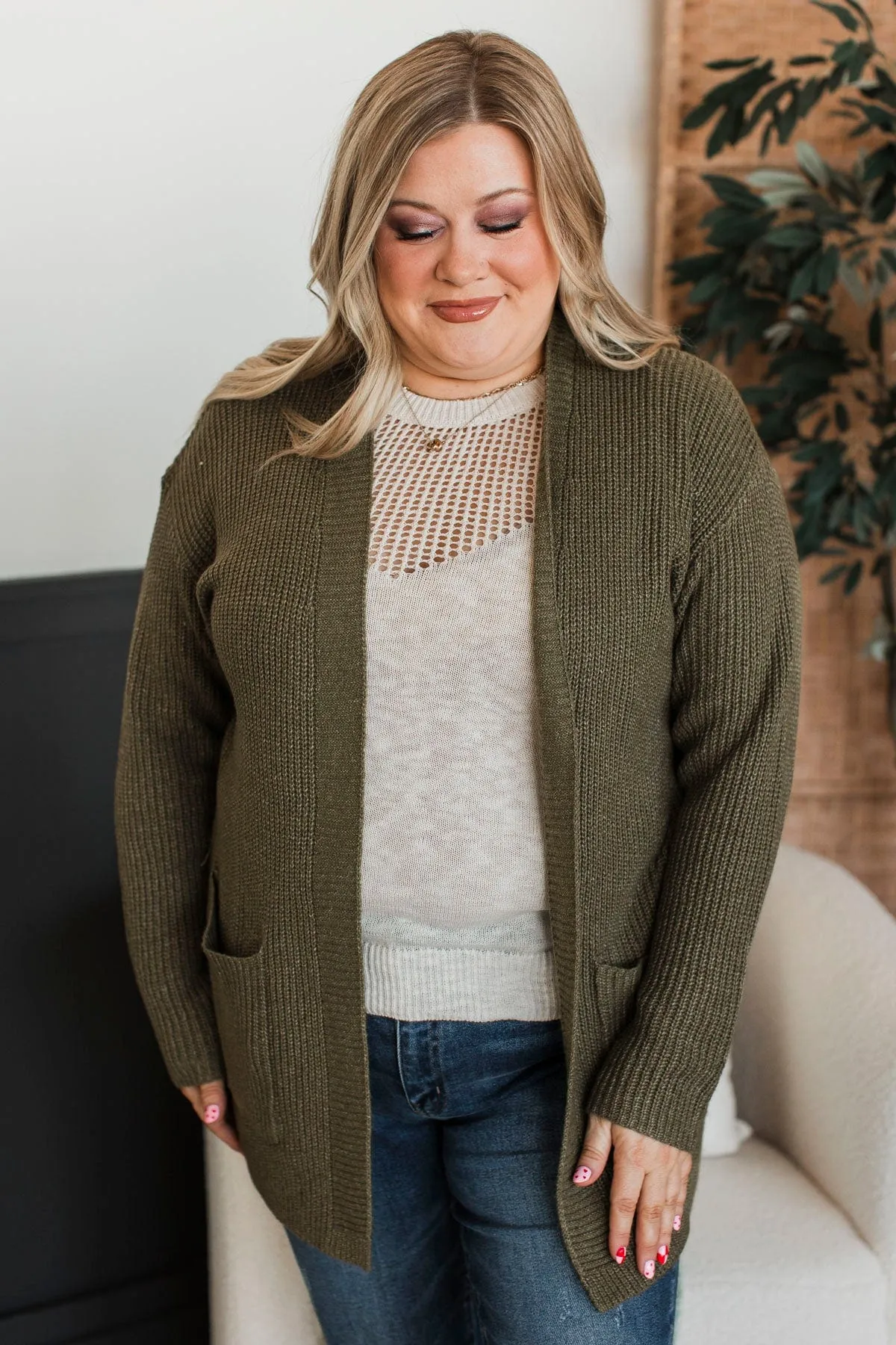 Take Me Places Knit Cardigan- Olive