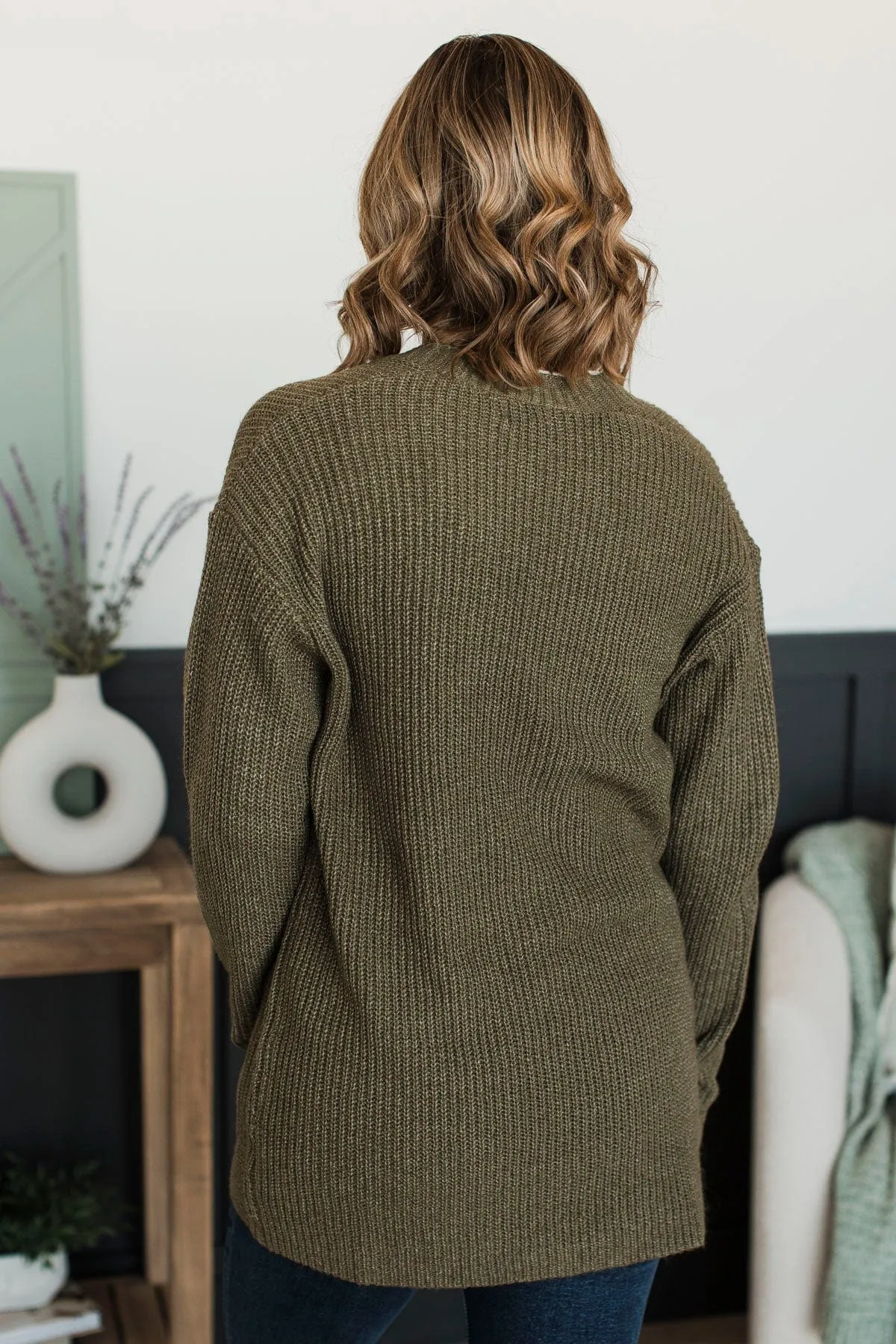 Take Me Places Knit Cardigan- Olive