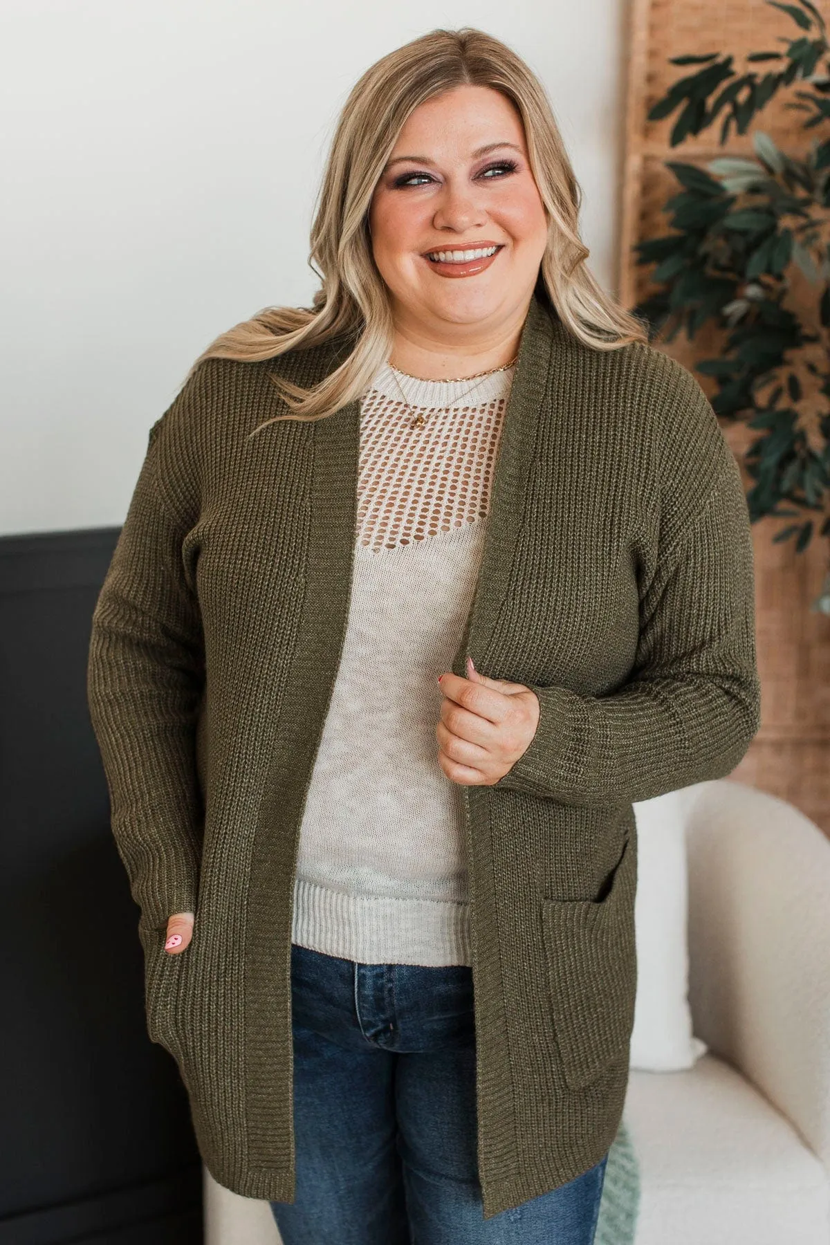 Take Me Places Knit Cardigan- Olive