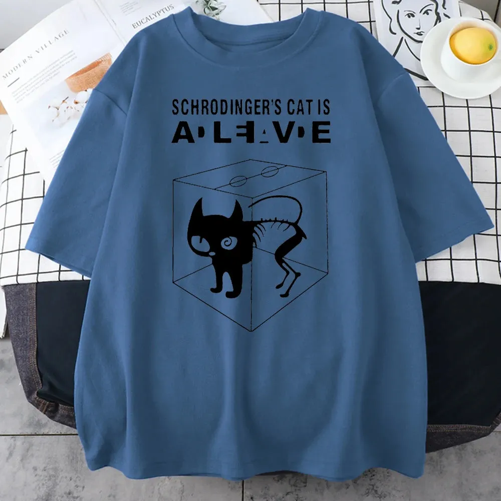 The Big Bang Theory Schrodinger's Cat Women T-shirts Pattern 2022 Summer Fashion Casual T Shirt Streetwear Hip Hop Brand Top Tee