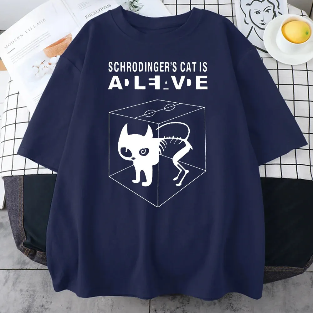 The Big Bang Theory Schrodinger's Cat Women T-shirts Pattern 2022 Summer Fashion Casual T Shirt Streetwear Hip Hop Brand Top Tee