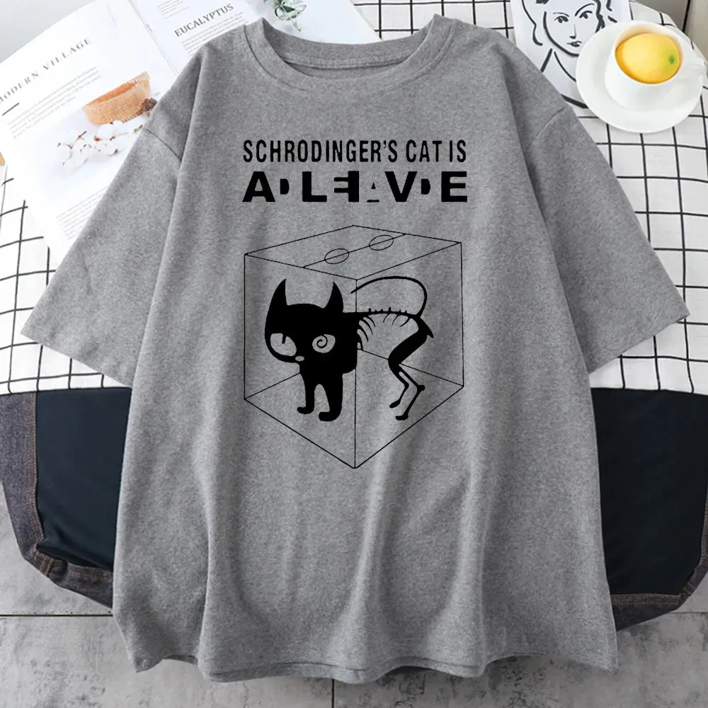 The Big Bang Theory Schrodinger's Cat Women T-shirts Pattern 2022 Summer Fashion Casual T Shirt Streetwear Hip Hop Brand Top Tee