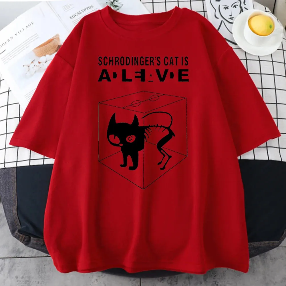 The Big Bang Theory Schrodinger's Cat Women T-shirts Pattern 2022 Summer Fashion Casual T Shirt Streetwear Hip Hop Brand Top Tee