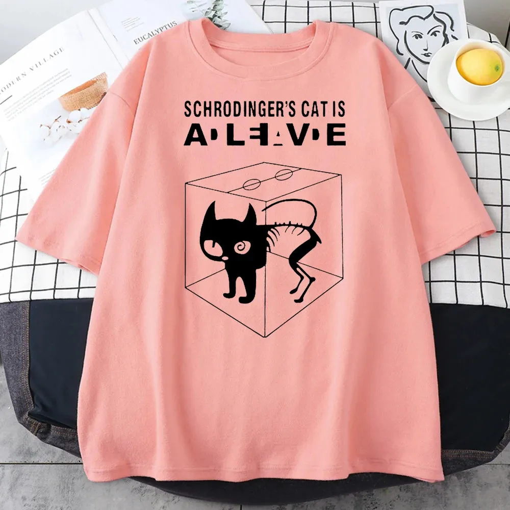 The Big Bang Theory Schrodinger's Cat Women T-shirts Pattern 2022 Summer Fashion Casual T Shirt Streetwear Hip Hop Brand Top Tee