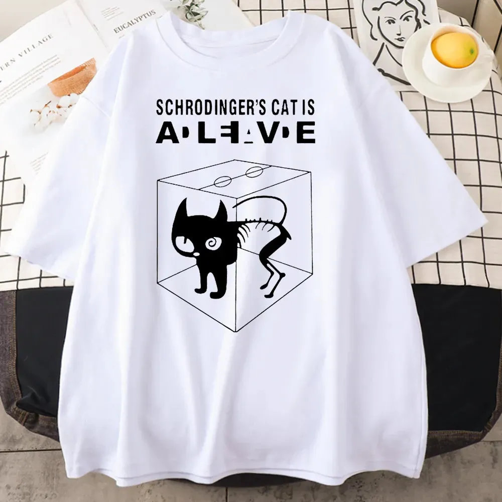 The Big Bang Theory Schrodinger's Cat Women T-shirts Pattern 2022 Summer Fashion Casual T Shirt Streetwear Hip Hop Brand Top Tee