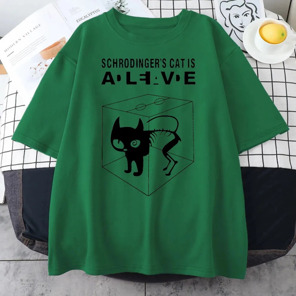 The Big Bang Theory Schrodinger's Cat Women T-shirts Pattern 2022 Summer Fashion Casual T Shirt Streetwear Hip Hop Brand Top Tee