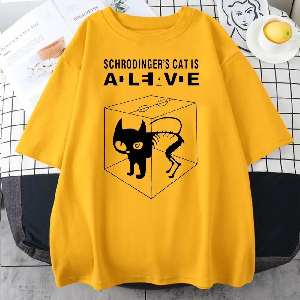 The Big Bang Theory Schrodinger's Cat Women T-shirts Pattern 2022 Summer Fashion Casual T Shirt Streetwear Hip Hop Brand Top Tee