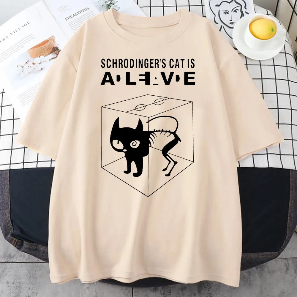 The Big Bang Theory Schrodinger's Cat Women T-shirts Pattern 2022 Summer Fashion Casual T Shirt Streetwear Hip Hop Brand Top Tee