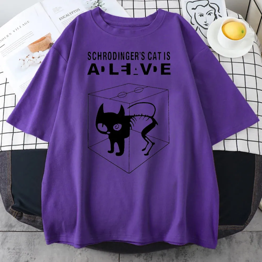 The Big Bang Theory Schrodinger's Cat Women T-shirts Pattern 2022 Summer Fashion Casual T Shirt Streetwear Hip Hop Brand Top Tee