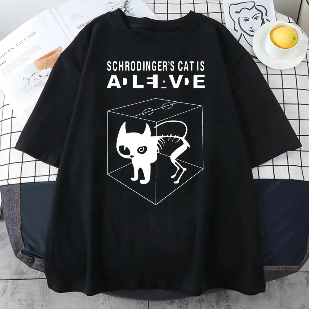 The Big Bang Theory Schrodinger's Cat Women T-shirts Pattern 2022 Summer Fashion Casual T Shirt Streetwear Hip Hop Brand Top Tee