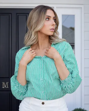 The Charli Pinstripe Shirt -Green