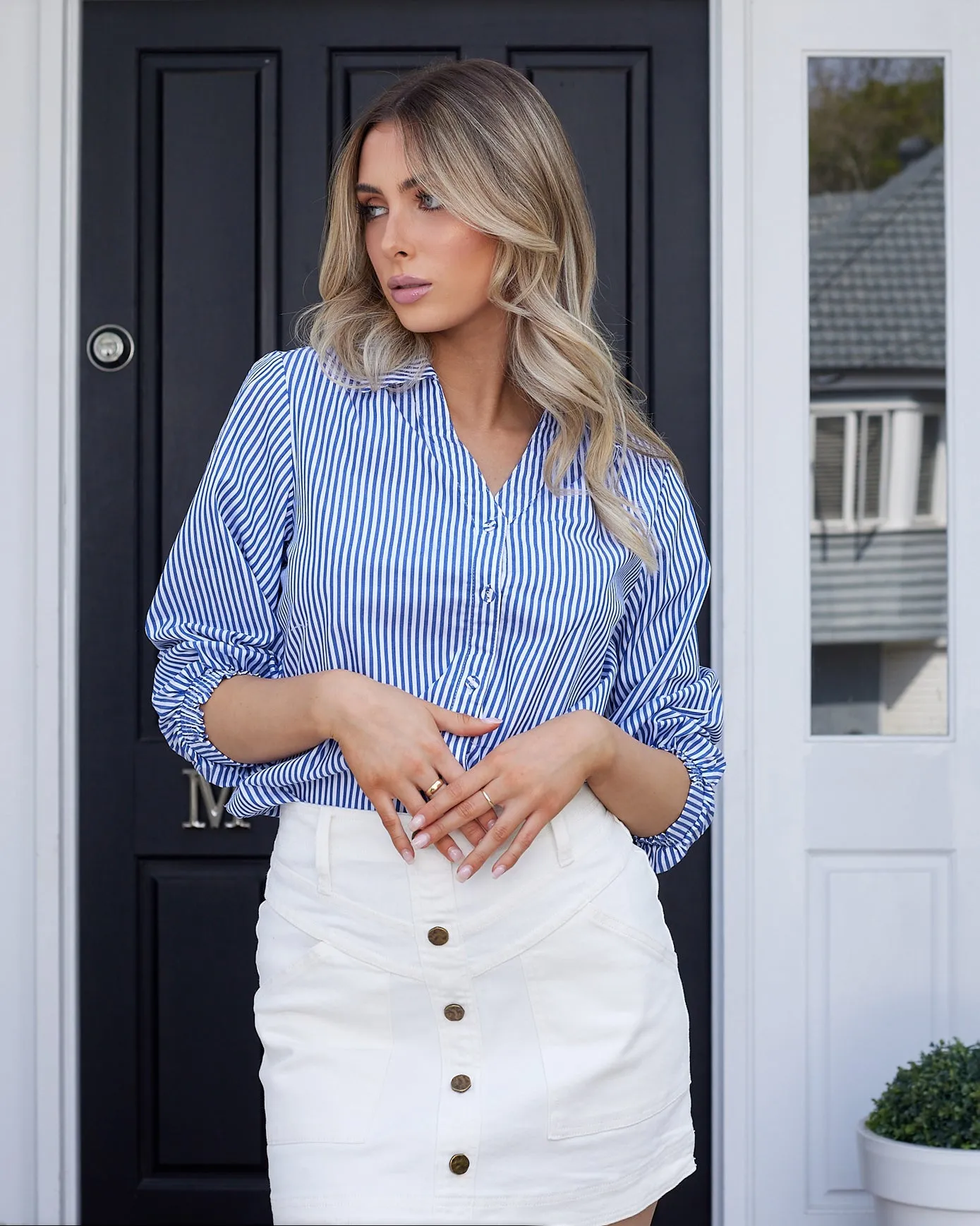 The Charli Pinstripe Shirt - Navy