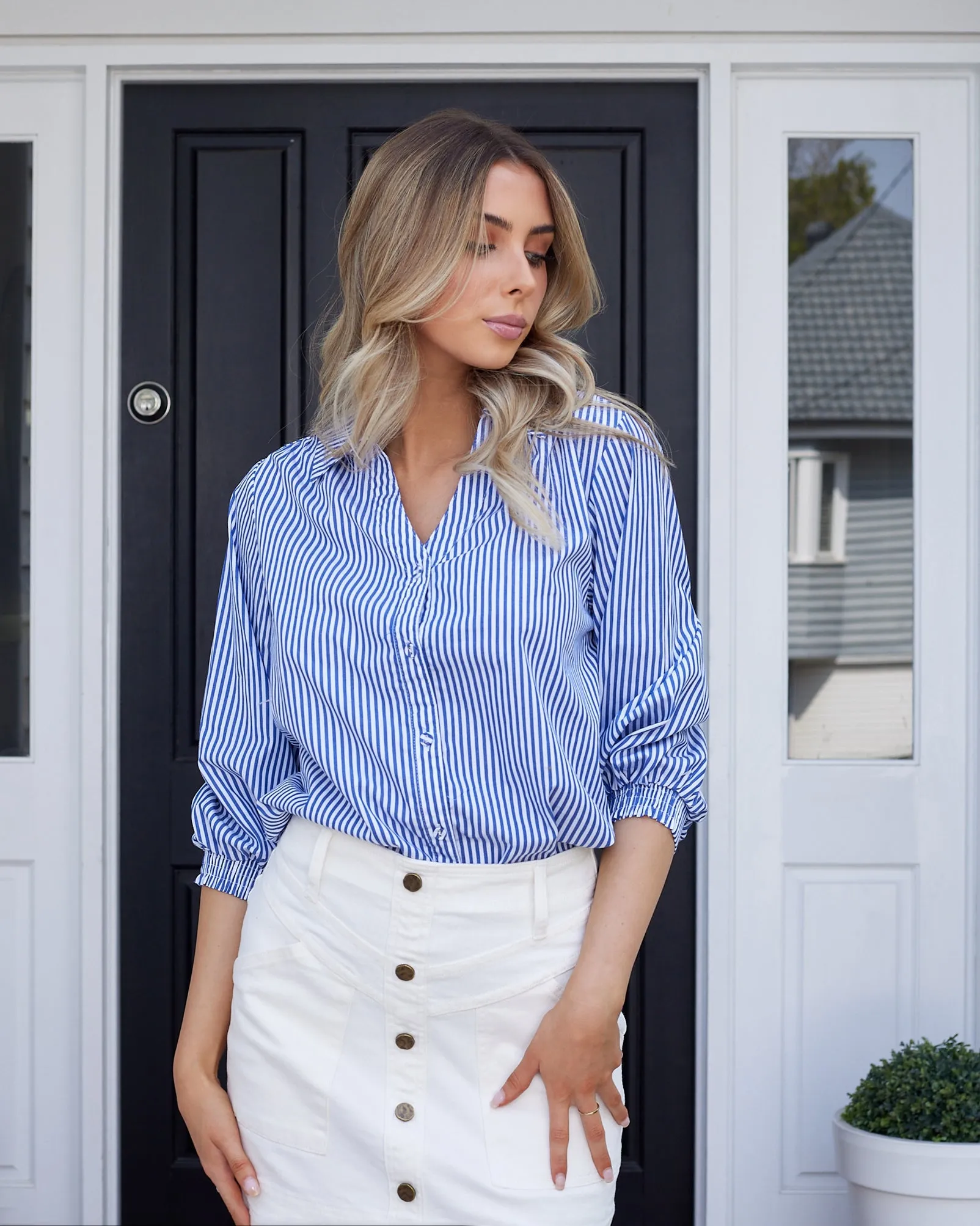 The Charli Pinstripe Shirt - Navy