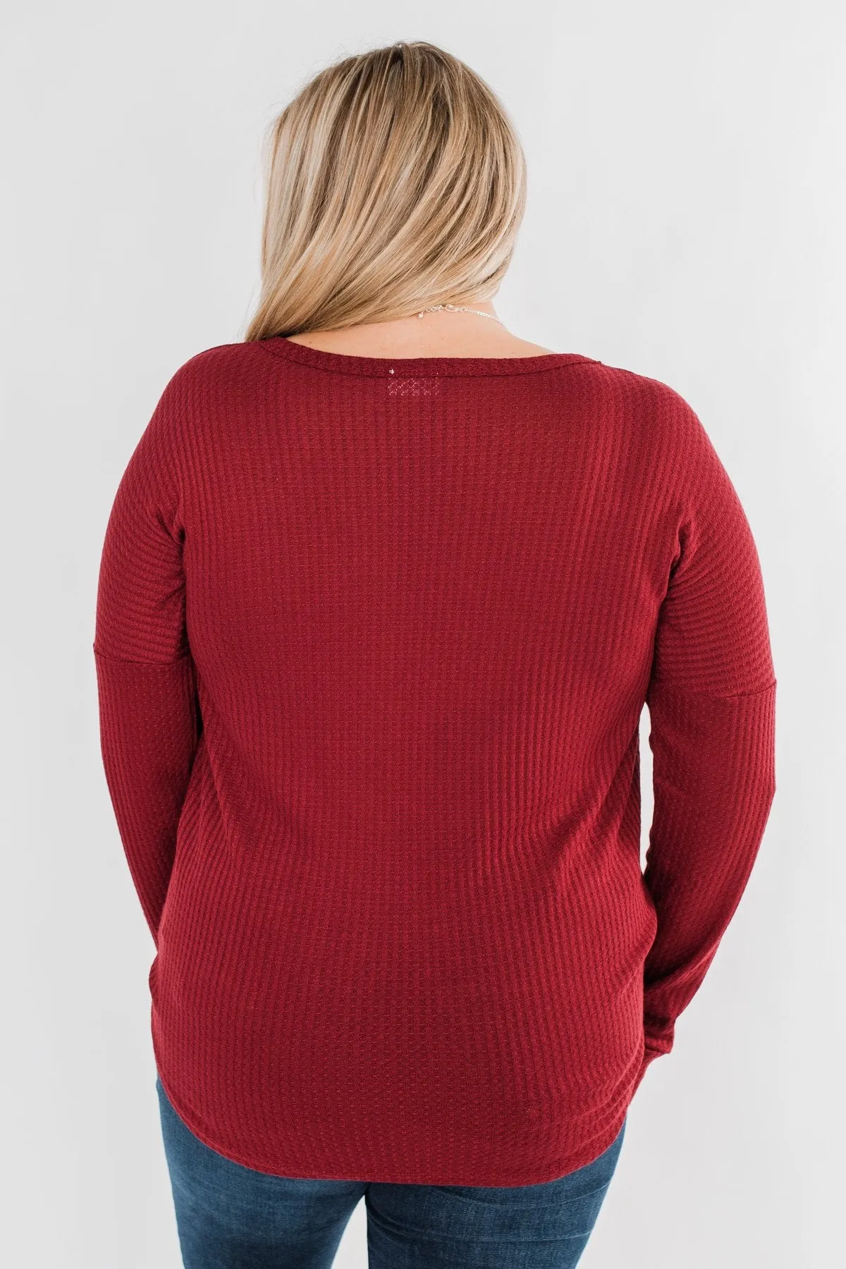 Thermal Button Knot Top- Red
