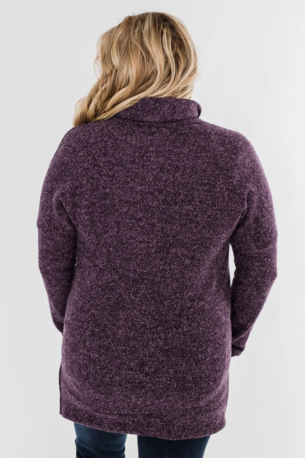 Thinking About You Cowl Neck Sweater- Eggplant