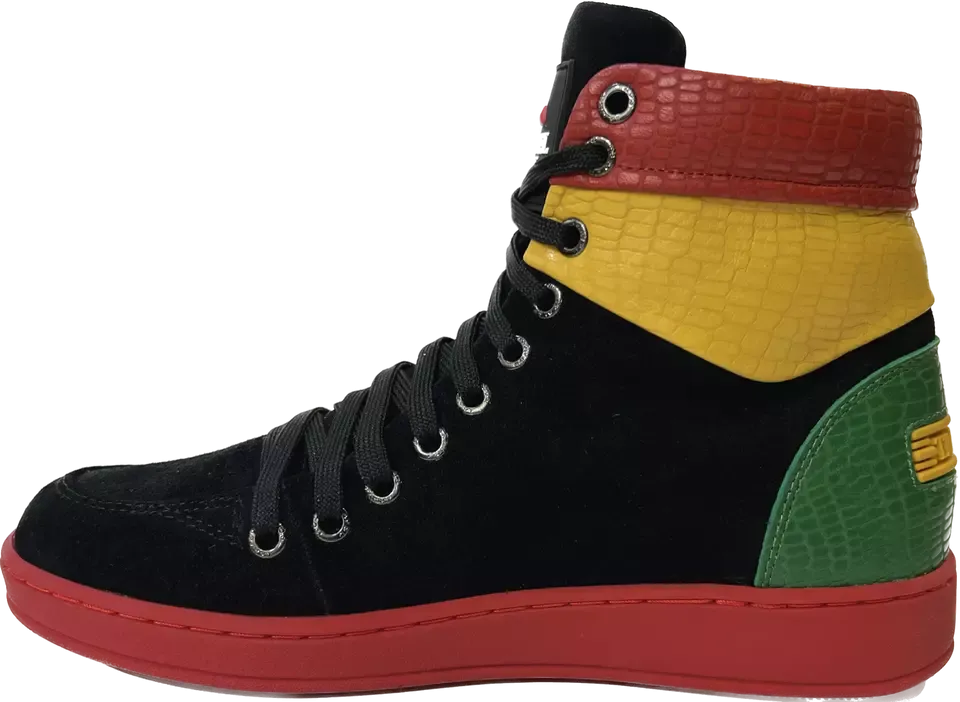 Travel Fox 900's High Top Sneakers Men’s Multi Color Black Red Green Yellow Leather and Suede 922721 233