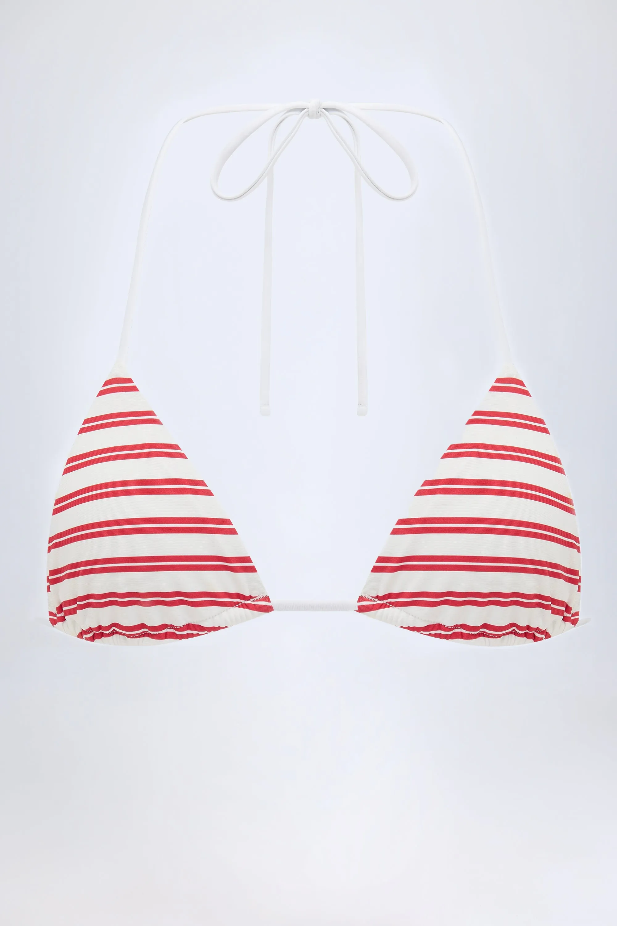Triangle Bikini Top in Cherry Red Double Stripe