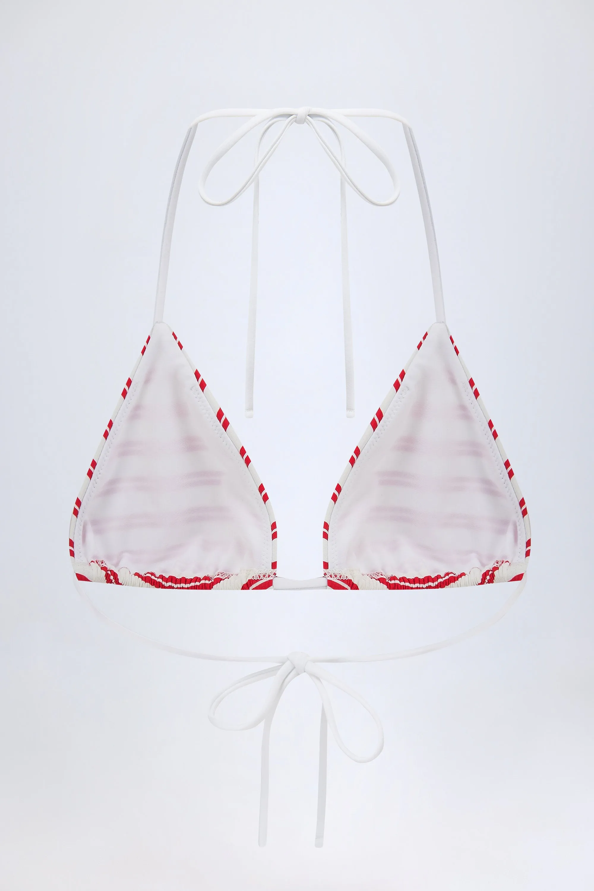 Triangle Bikini Top in Cherry Red Double Stripe
