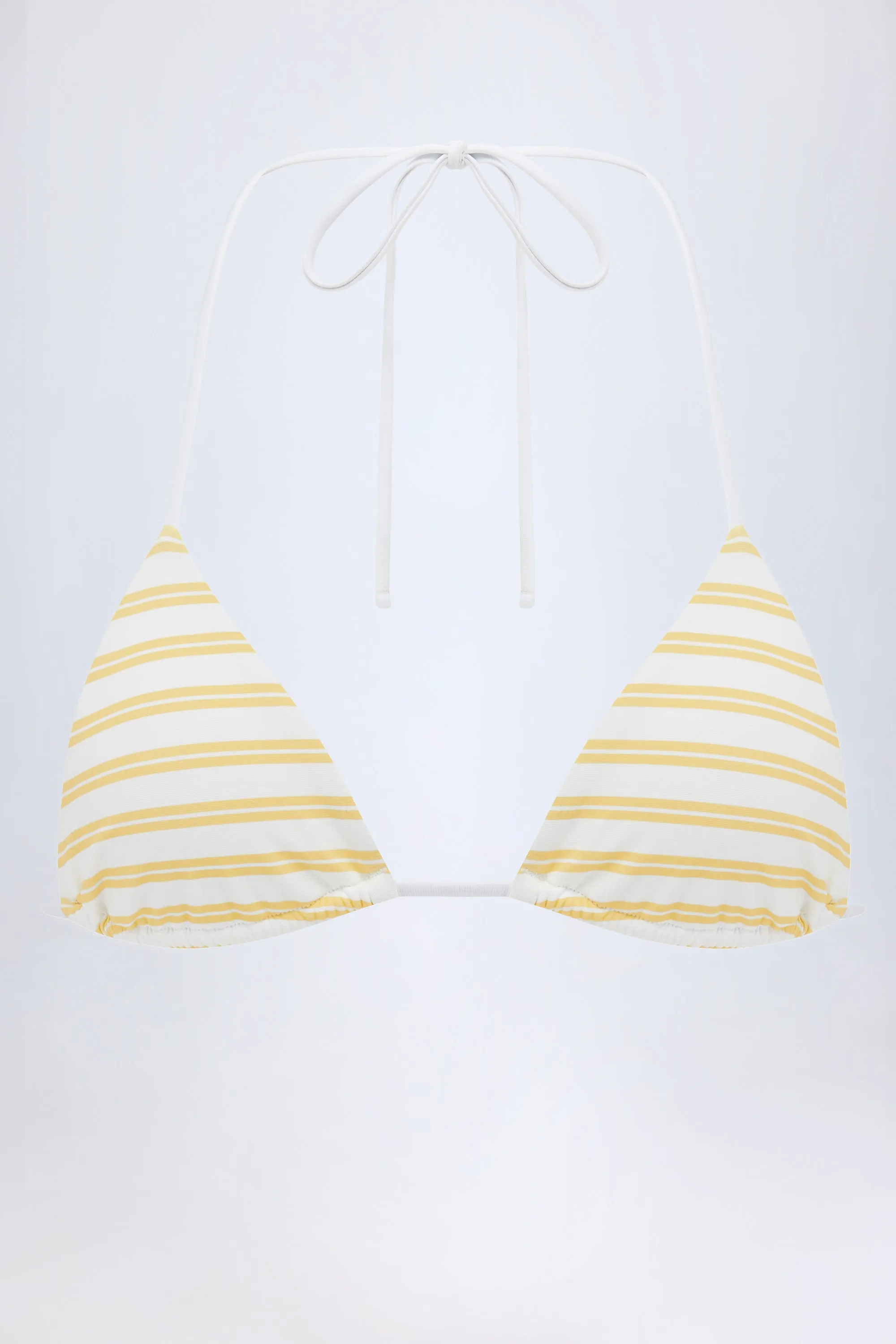 Triangle Bikini Top in Lemon Yellow Double Stripe