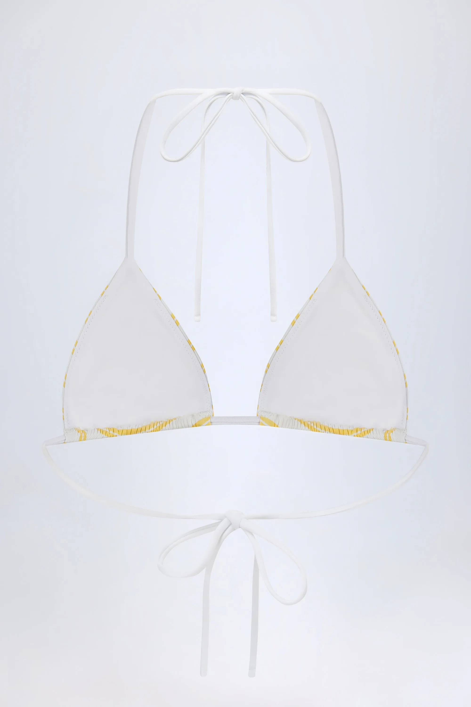 Triangle Bikini Top in Lemon Yellow Double Stripe