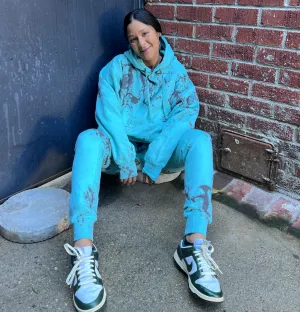 Turquoise Grey Tie Dye Loungewear Set