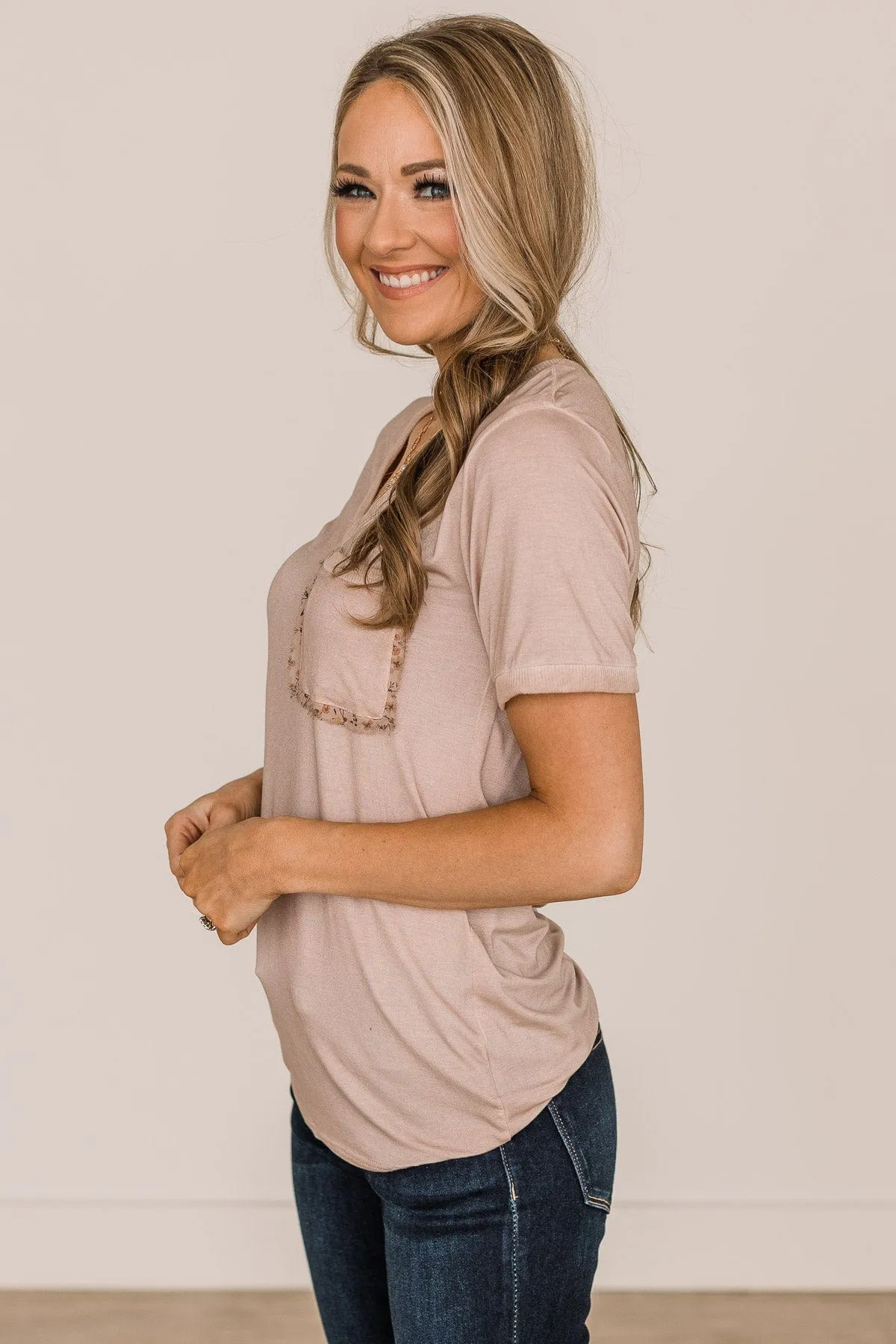 Unconditional Love Pocket Top- Dusty Pink