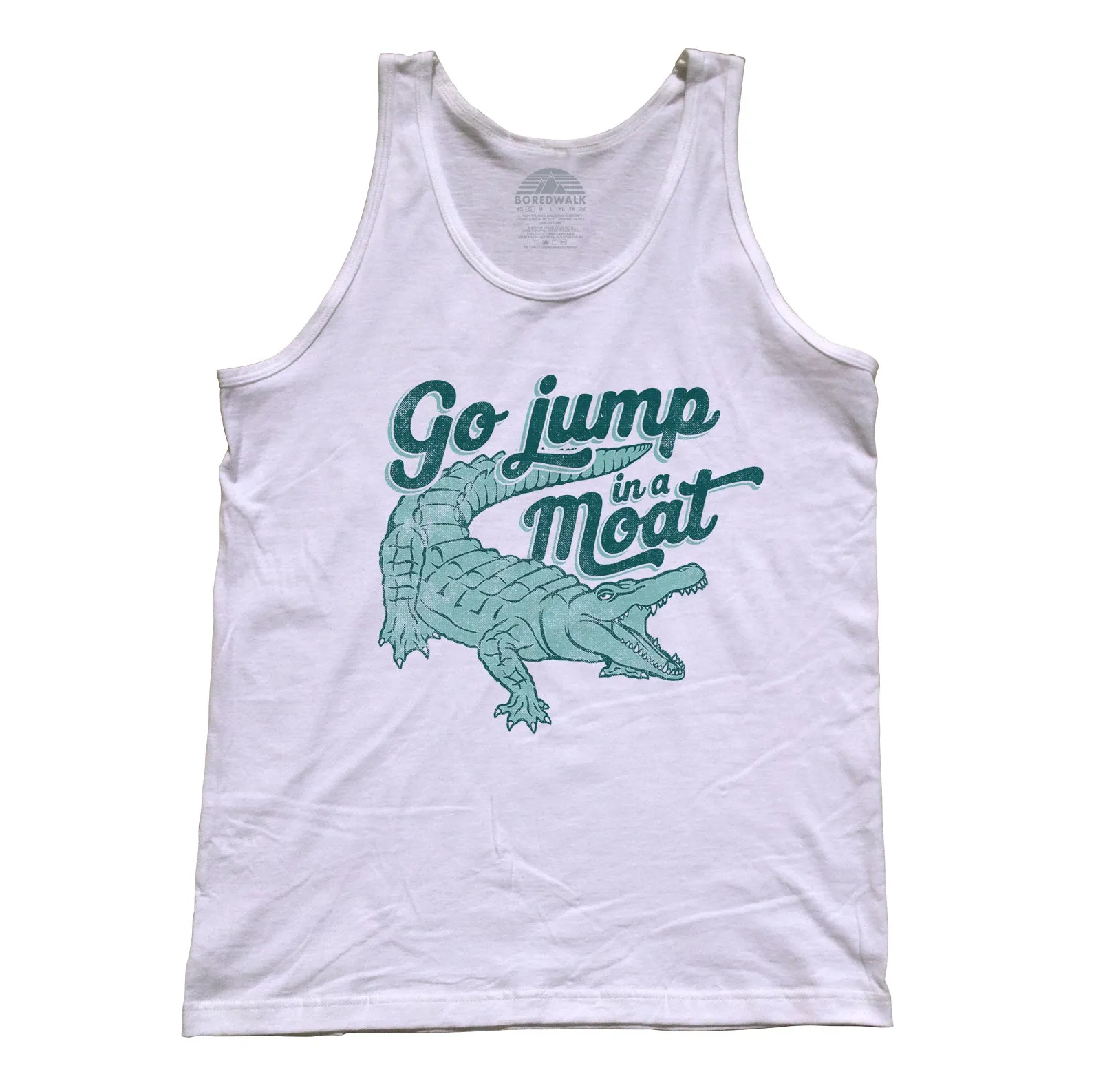 Unisex Go Jump in a Moat Alligator Tank Top