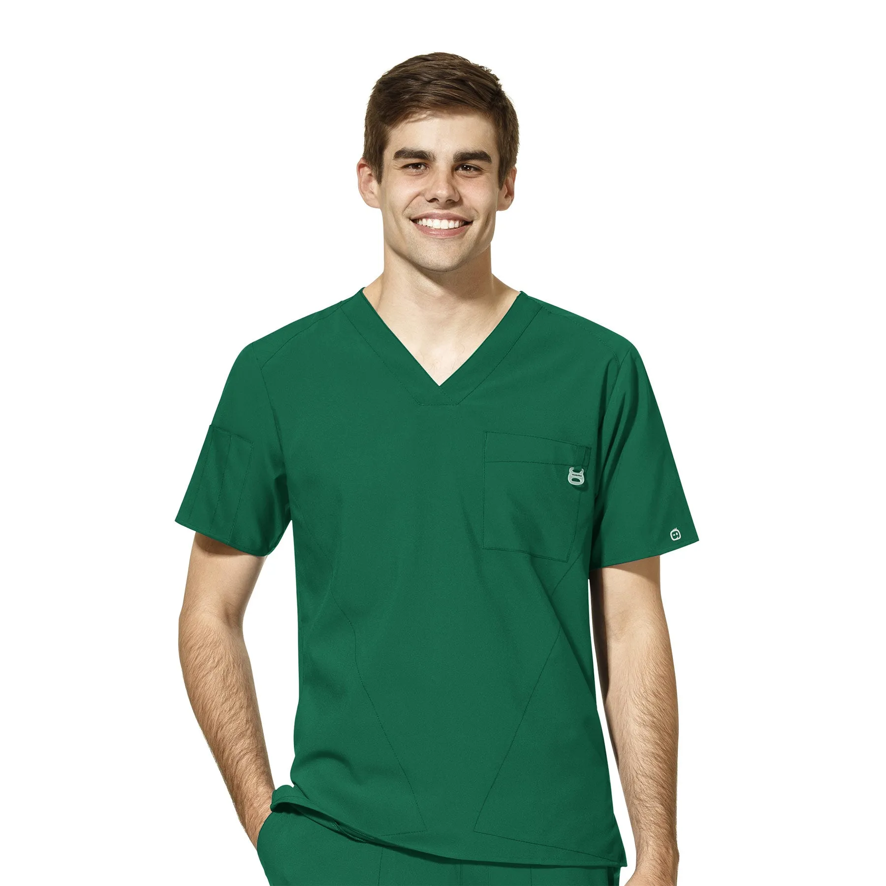 W123 6355 Men's V-Neck Scrub Top Hunter