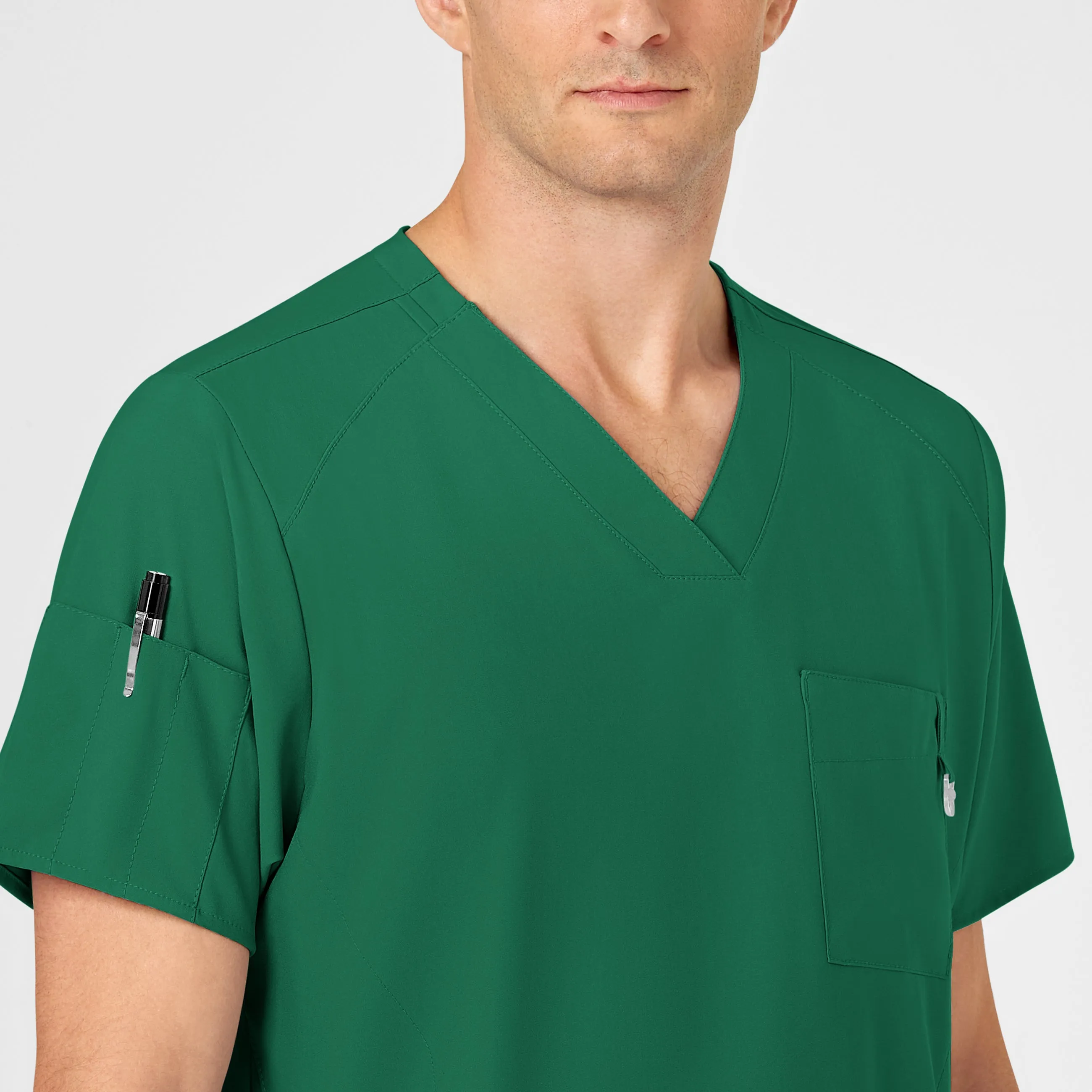 W123 6355 Men's V-Neck Scrub Top Hunter