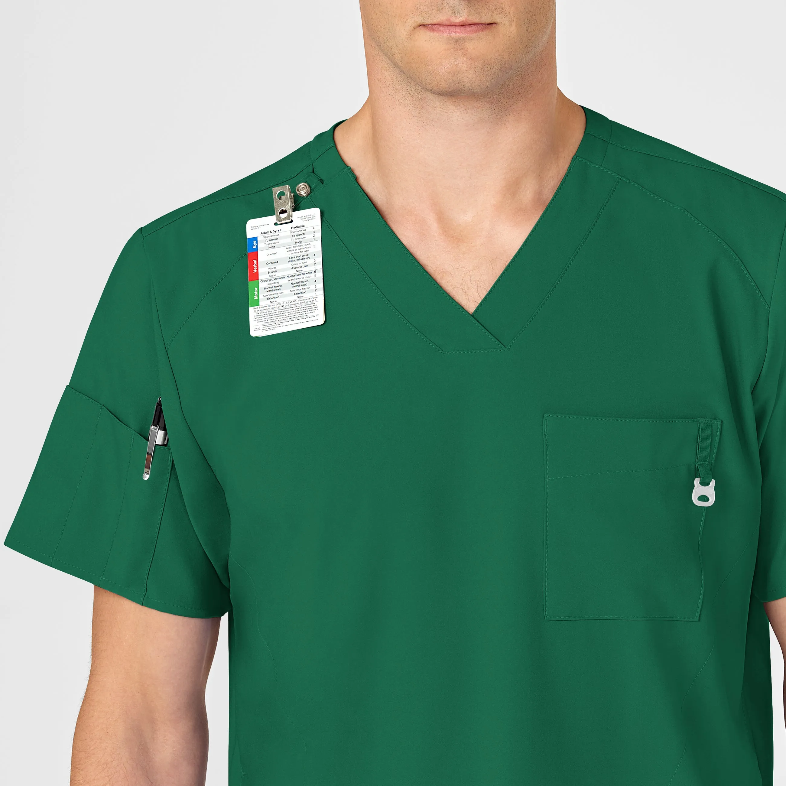 W123 6355 Men's V-Neck Scrub Top Hunter