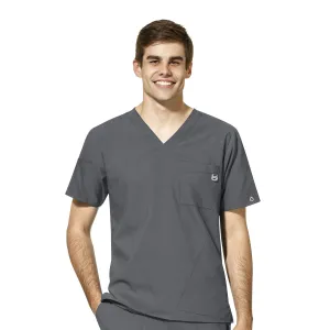 W123 6355 Men's V-Neck Scrub Top Pewter