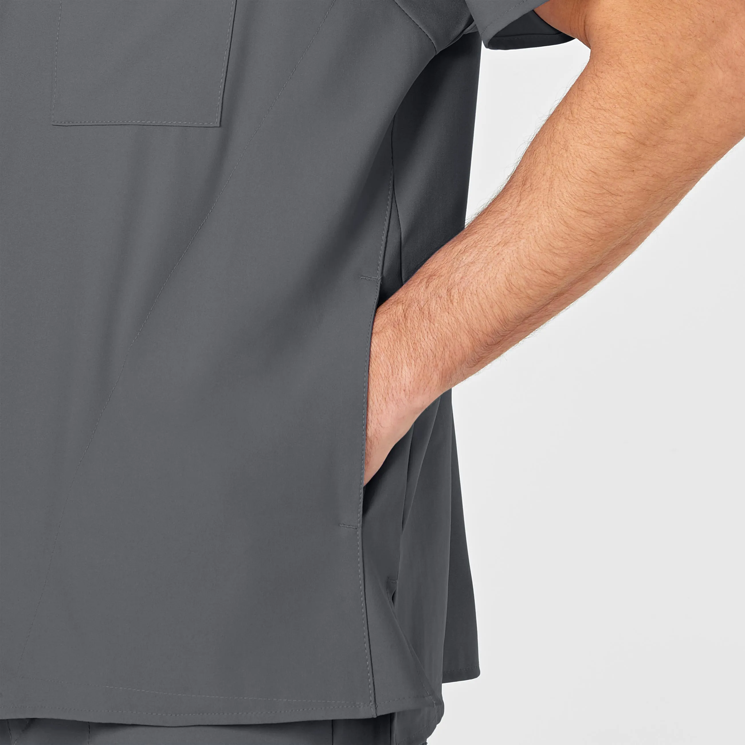 W123 6355 Men's V-Neck Scrub Top Pewter