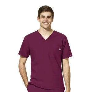 W123 6355 Men's V-Neck Scrub Top Wine