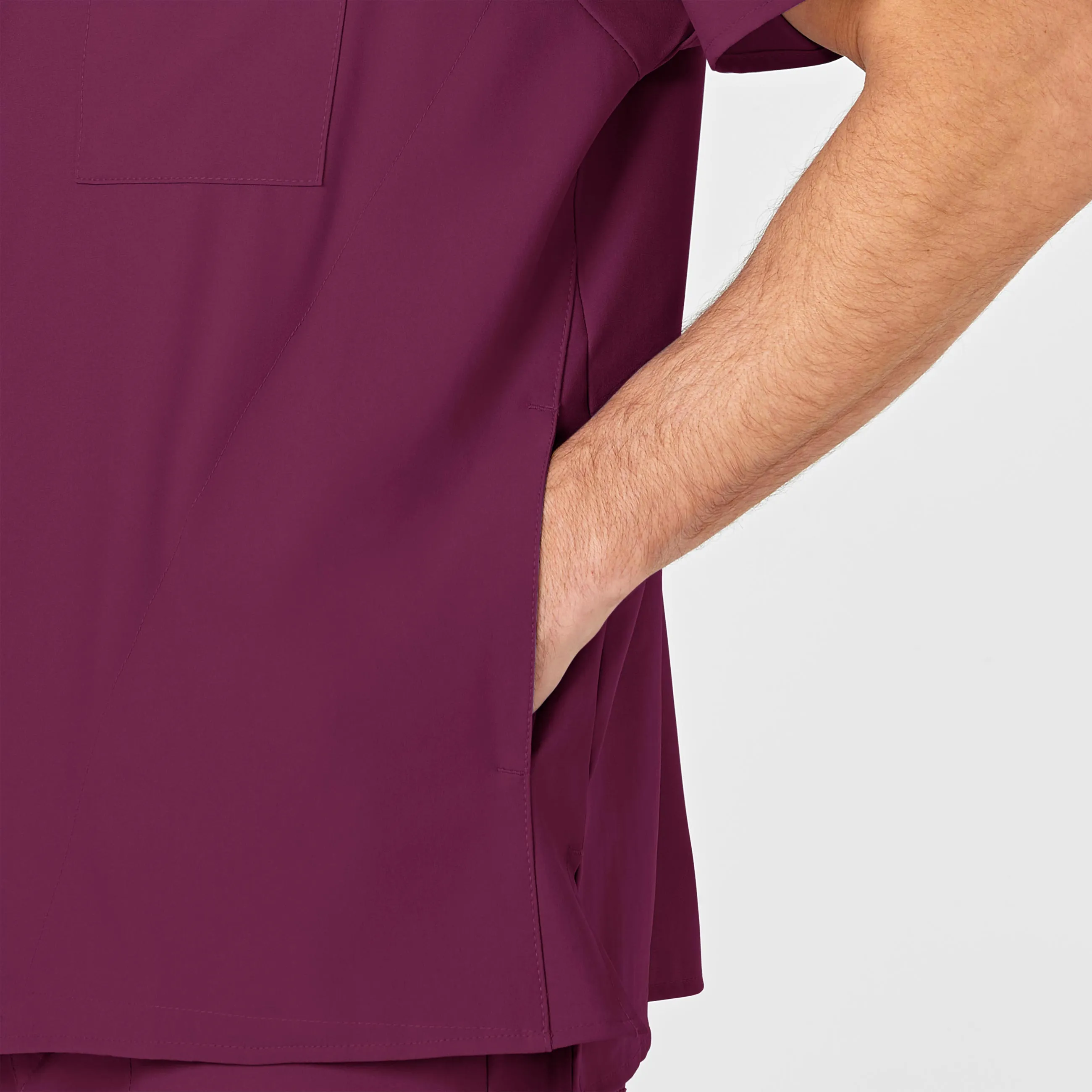 W123 6355 Men's V-Neck Scrub Top Wine