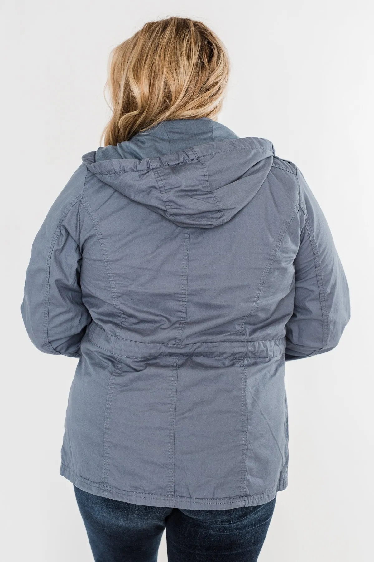 Walk With Me Cinch Jacket- Slate Blue