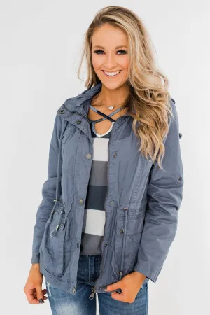 Walk With Me Cinch Jacket- Slate Blue