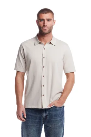 Weatherproof Vintage Jacquard Neat Coat Knit Button Up Shirt for Men in Natural | S2531579GK-NAT