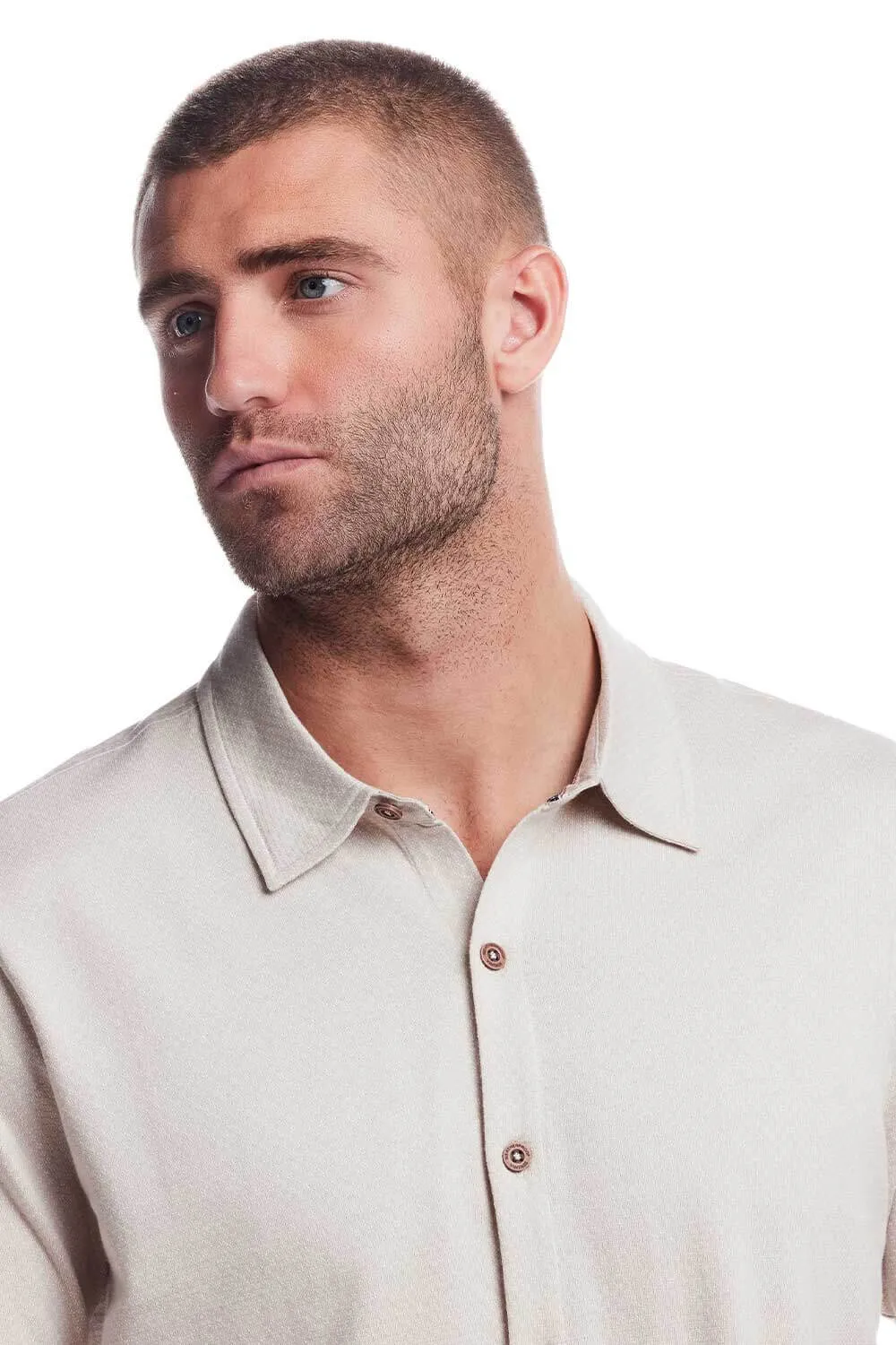 Weatherproof Vintage Jacquard Neat Coat Knit Button Up Shirt for Men in Natural | S2531579GK-NAT