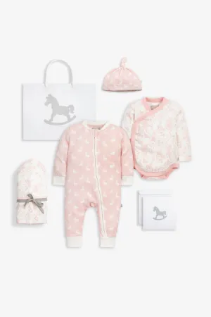 Welcome Little Baby Gift Set, rose pink woodland print