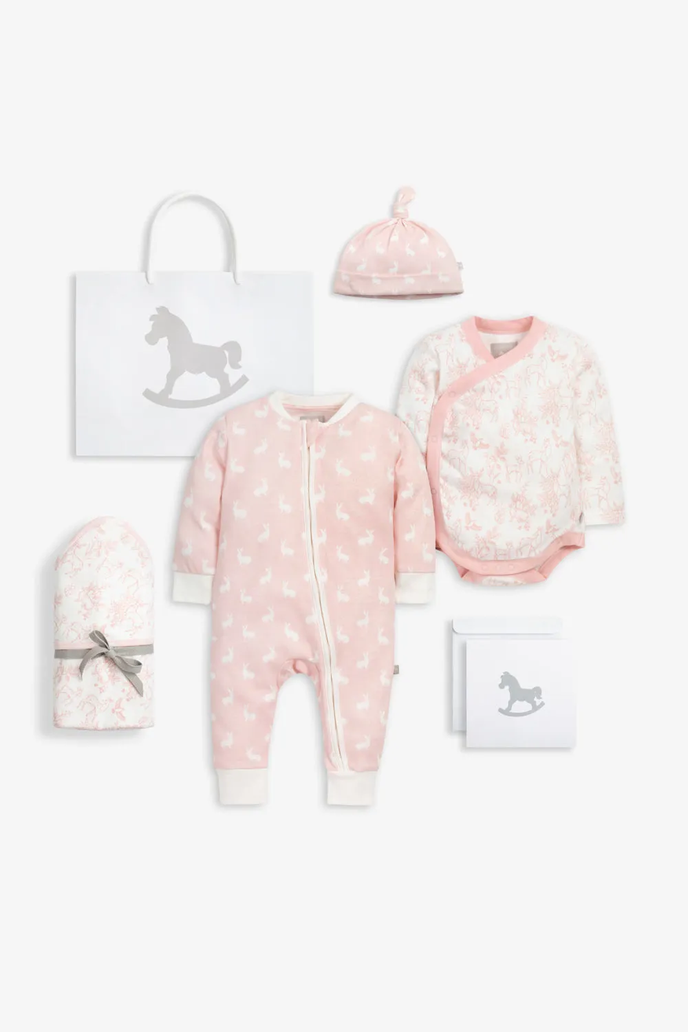 Welcome Little Baby Gift Set, rose pink woodland print