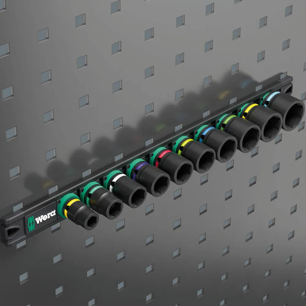 Wera 05005451001 9607 Magnetic rail B Impaktor 1, Socket rail with 10 Impaktor socket wrenches