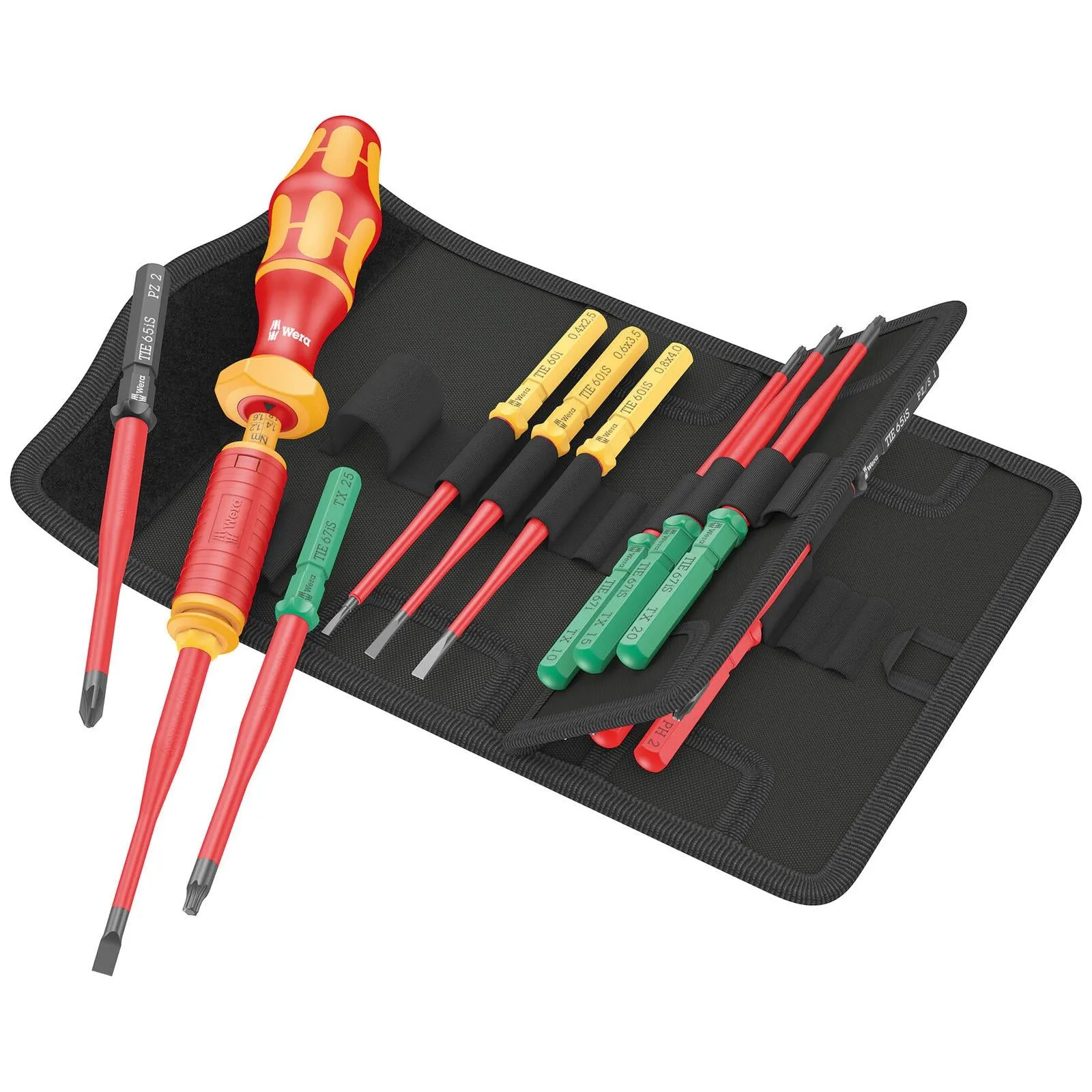 Wera Interchangeable VDE Screwdriver Set Kraftform Kompakt VDE 15 Torque 1.2-3Nm Extra Slim 1 Tool Finder 15 Pieces