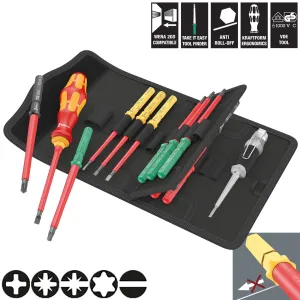 Wera Interchangeable VDE Screwdriver Set Kraftform Kompakt VDE 16 Universal 1 Tool Finder 16 Pieces