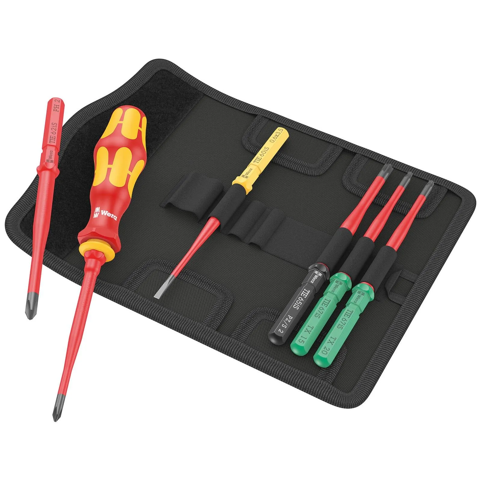 Wera Interchangeable VDE Screwdriver Set Kraftform Kompakt VDE 7 Extra Slim 1 Tool Finder 7 Pieces Phillips Pozi Slotted Torx