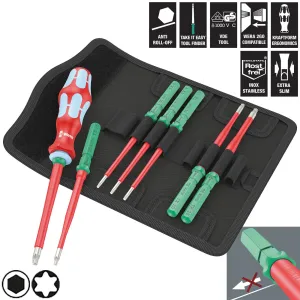 Wera Interchangeable VDE Screwdriver Set Kraftform Kompakt VDE Stainless 8 Extra Slim 1 Tool Finder 8 Pieces Torx