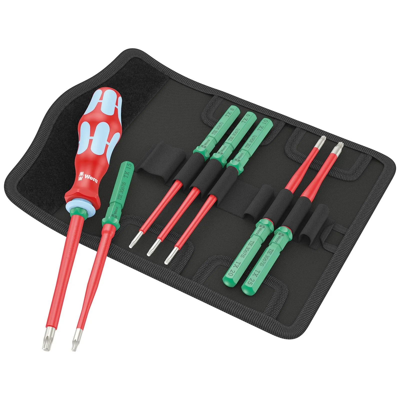 Wera Interchangeable VDE Screwdriver Set Kraftform Kompakt VDE Stainless 8 Extra Slim 1 Tool Finder 8 Pieces Torx