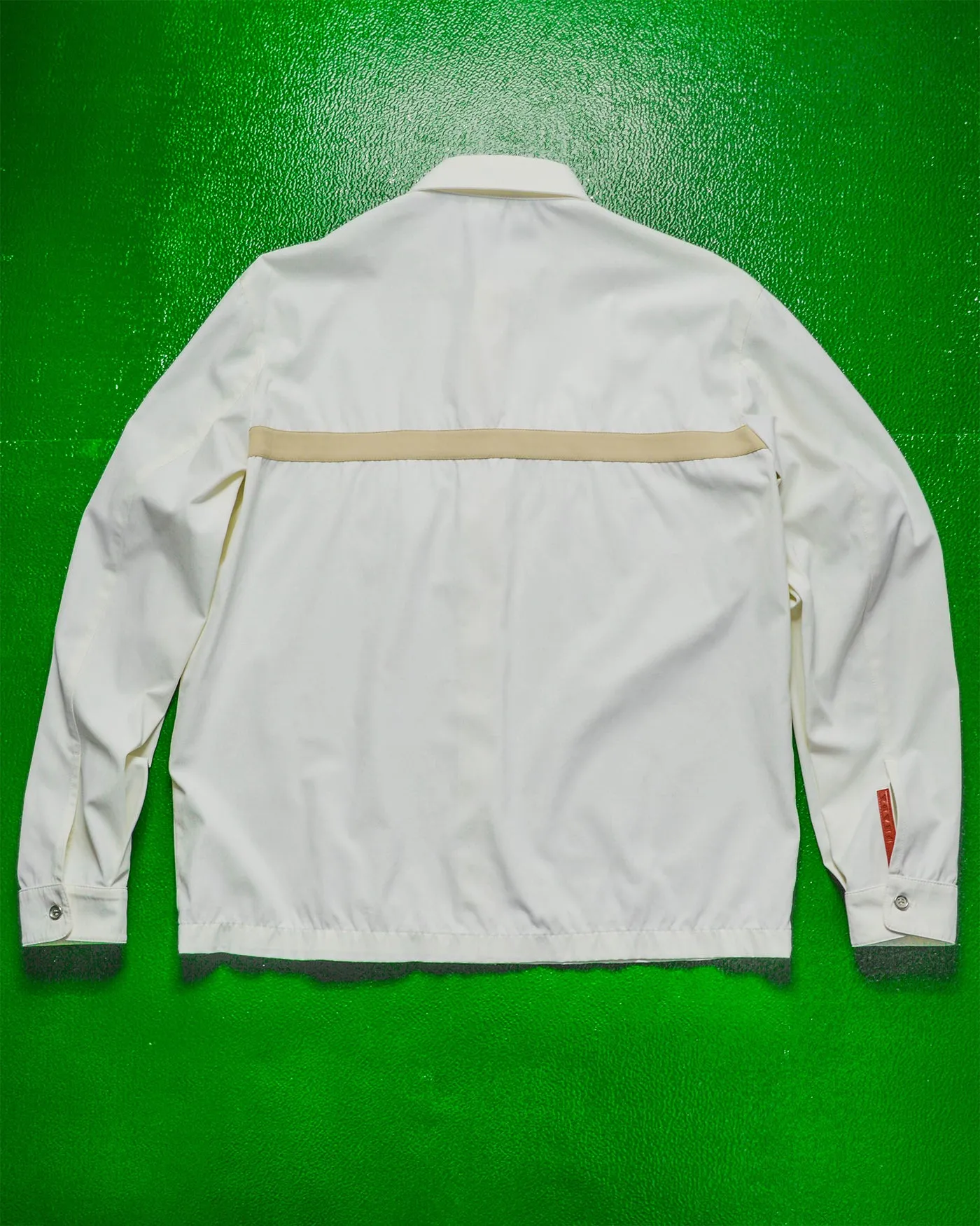 White Panelled Zip Up Nylon Over Shirt (M)