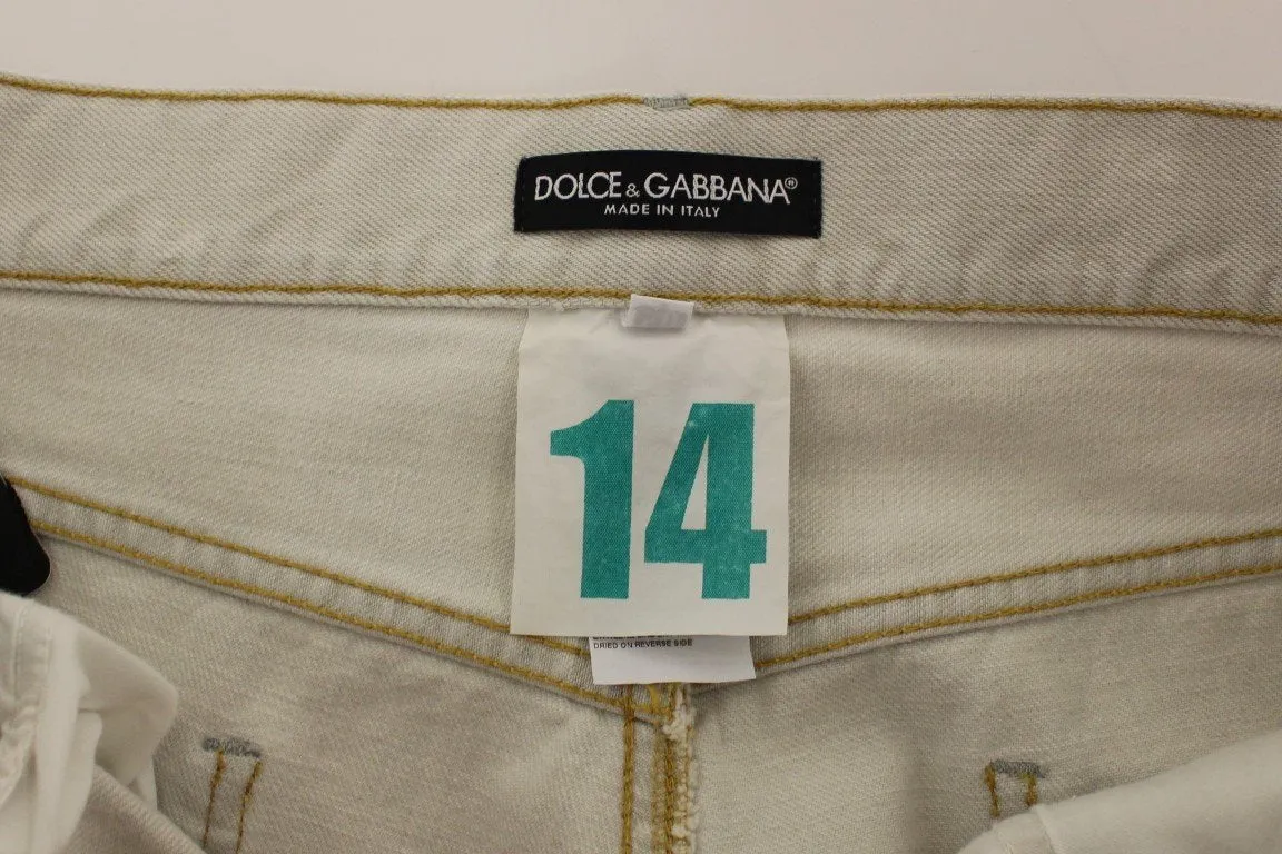 White Stonewash 14 Green Denim Jeans