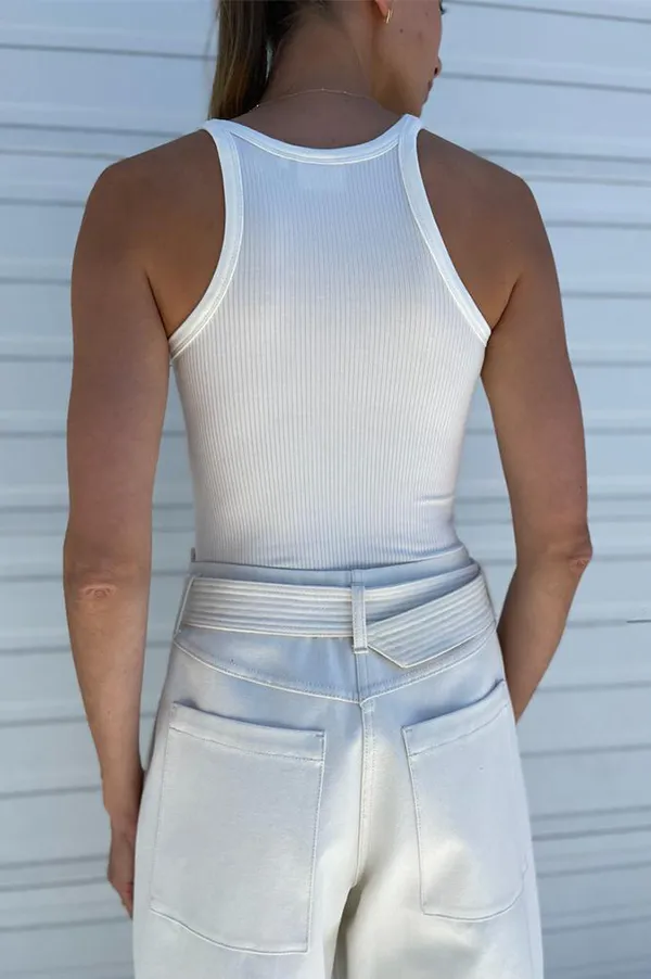 White Vintage Ribbed Tank