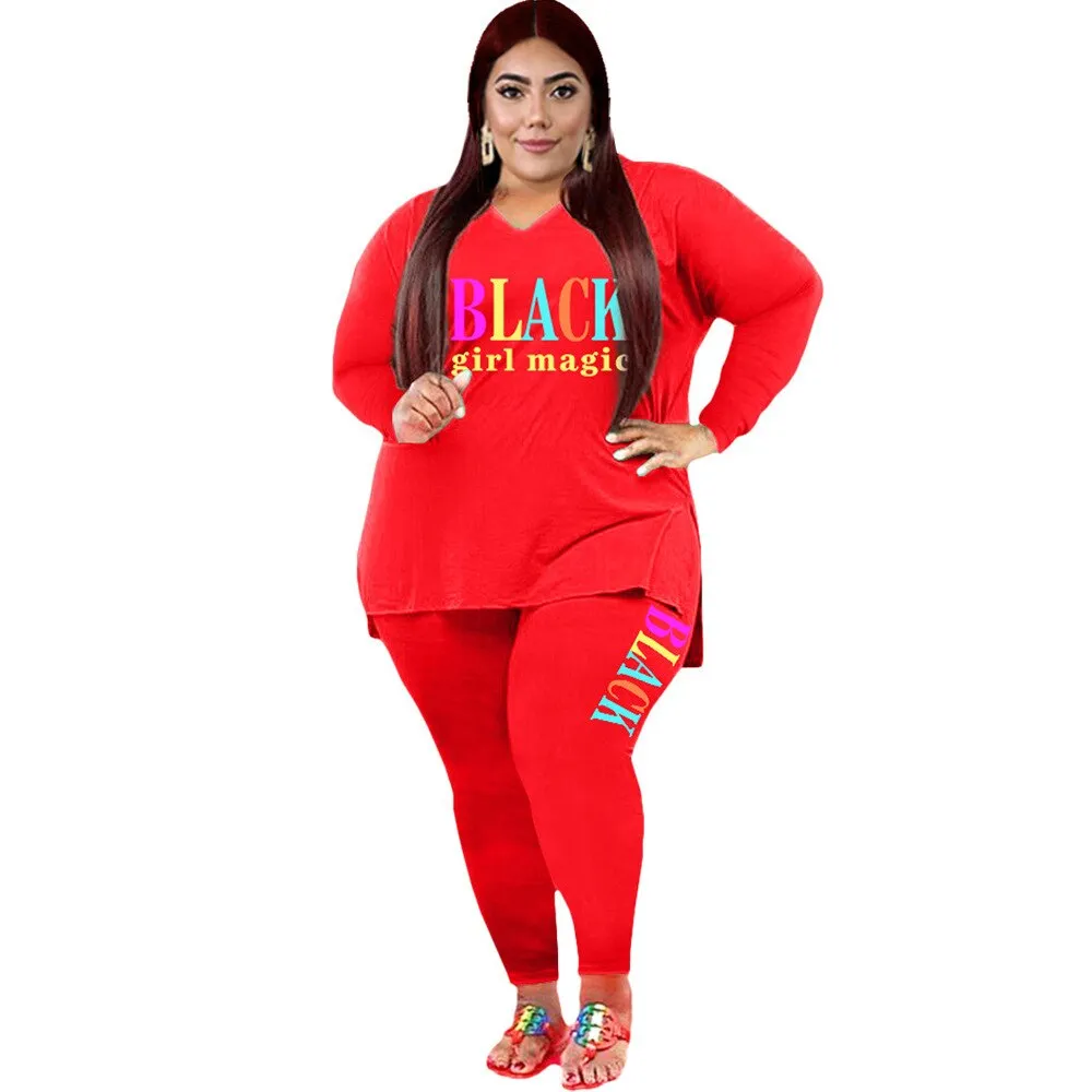 Winter Plus Size Sporty Long Sleeve Pants Suit